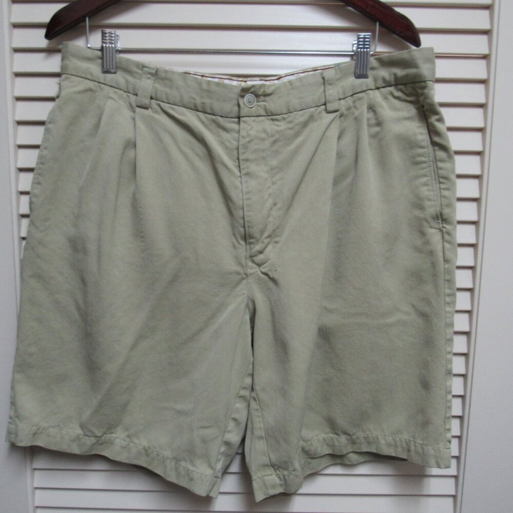 Tommy Bahama Silk Shorts Mens 36 (34 Actual) Beige Resort Beach Casual Vacation